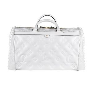 Christian Louboutin: Sneakender LoubiNTheSky Padded Duffel Bag- White leather